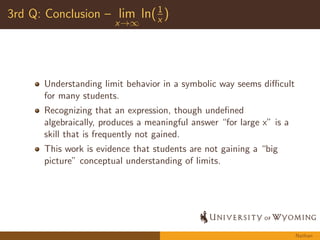 1st Q: Common Errors { 
R  
0 sin(5x)dx 
Taking the limit as x goes to in 