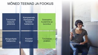 MÕNED TEEMAD JA FOOKUS 
Sotsiaalne 
kuulamine ja 
turundus 
Turunduse 
analüüs 
 