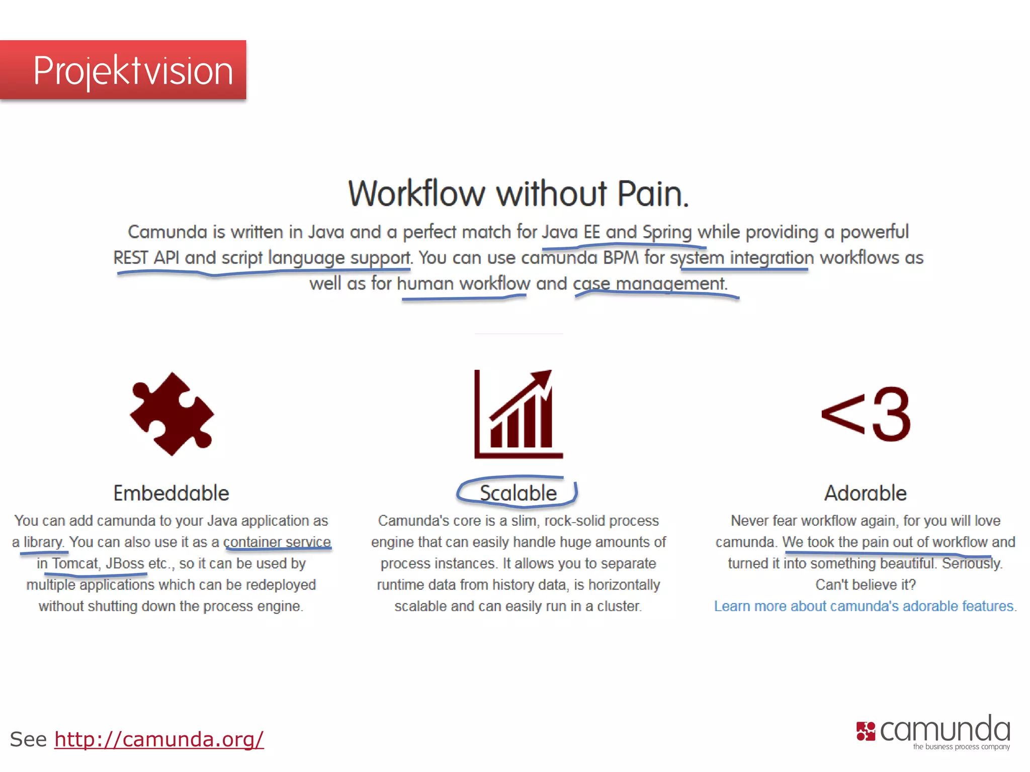 Projektvision 
See http://camunda.org/  