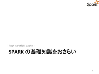 RDD, Partition, Cache 
SPARK の基礎知識をおさらい 
6 
 