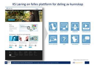 KS Læring en felles plattform for deling av kunnskap 
https://kurs.kommit.no/ 
 