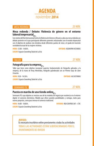 Agenda Actividades Noviembre 2014