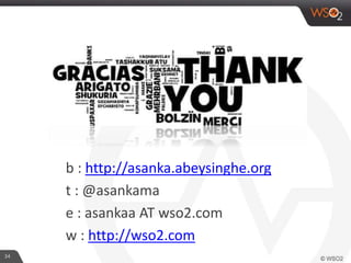 34
b : http://asanka.abeysinghe.org
t : @asankama
e : asankaa AT wso2.com
w : http://wso2.com
 