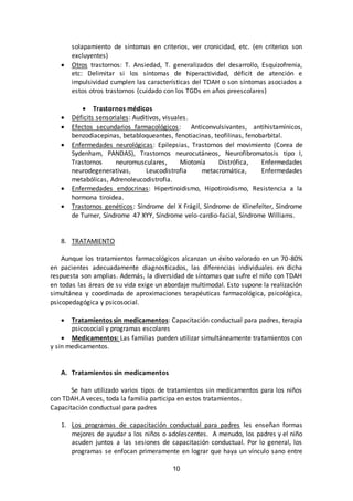 solapamiento de síntomas en criterios, ver cronicidad, etc. (en criterios son 
excluyentes) 
 Otros trastornos: T. Ansied...