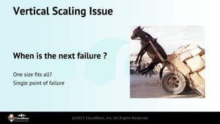 Vertical Scaling Issue
When is the next failure ?
One size fits all?
Single point of failure
 