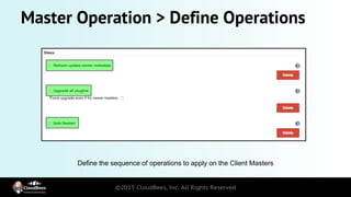 Master Operation > Define Operations
Define the sequence of operations to apply on the Client Masters
 