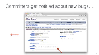 Committers get notified about new bugs… 
49 
 