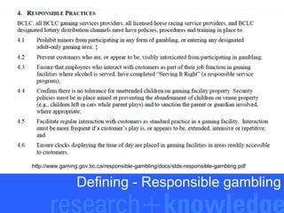 http://www.gaming.gov.bc.ca/responsible-gambling/docs/stds-responsible-gambling.pdf

Defining - Responsible gambling

 