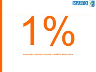 1%населения – лидеры, которые способны менять мир
 