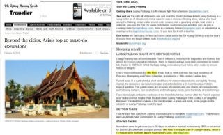 The Sydney Morning Herald - smh.com.au recommends Villa Maly to travelers as "an oasis of calm and charm" in Luang Prabang