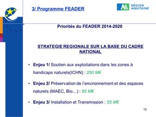 3/ Programme FEADER

Priorités du FEADER 2014-2020

12

 