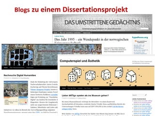 Blogs zu einem Dissertationsprojekt
 