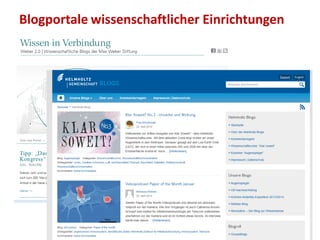 Blogportale wissenschaftlicher Einrichtungen
 