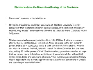 Discoveries from the Dimensional Ecology of the Omniverse
• Number of Universes in the Multiverse
• Physicists Andrei Lind...