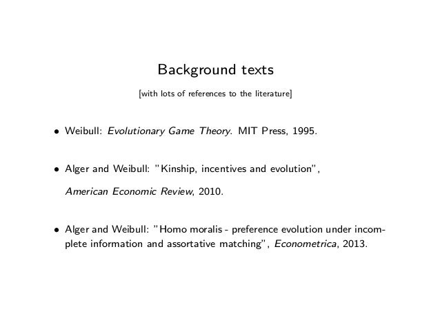 evolutionary game theory weibull pdf