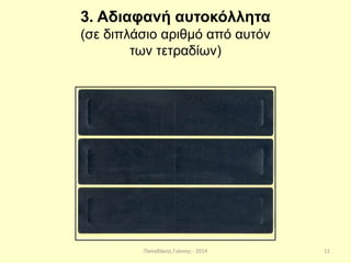 Παπαδάκης Γιάννης - 2014
3. Αδιαφανή αυτοκόλλητα
(σε διπλάσιο αριθμό από αυτόν
των τετραδίων)
11
 