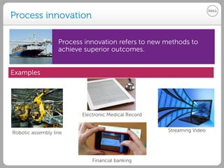 Services Sales Training
Dell - Internal Use - Confidential
Process innovation
Examples
Process innovation refers to new me...