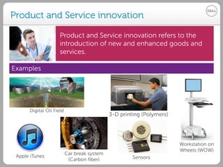 Services Sales Training
Dell - Internal Use - Confidential
Services Sales Training
Product and Service innovation
Examples...