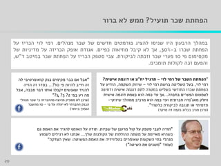 ‫תועיל‬ ‫שכר‬ ‫הפחתת‬?‫ברור‬ ‫לא‬ ‫ממש‬
‫במהלך‬‫הרבעון‬‫היו‬‫שניסו‬‫להציג‬‫פורמטים‬‫חדשים‬‫של‬‫שכר‬‫מנהלים‬.‫רמי‬‫לוי‬‫הכריז‬‫על‬
‫הפחתת‬‫שכרו‬‫ב‬-30%,‫אך‬‫לא‬‫קיבל‬‫מחיאות‬‫כפיים‬.‫אגודת‬‫אופק‬‫הכריזה‬‫על‬‫מדיניות‬‫של‬
‫מקסימום‬‫פי‬10‫פערי‬‫שכר‬‫וזכתה‬‫לביקורת‬.‫צבי‬‫סטפק‬‫הכריז‬‫על‬‫הפחתת‬‫שכר‬‫במיטב‬‫ד‬"‫ש‬,
‫והפעם‬‫זכה‬‫לקולות‬‫תומכים‬.
"‫הפחתת‬‫לוי‬ ‫רמי‬ ‫של‬ ‫השכר‬–‫יח‬ ‫תרגיל‬"‫דוגמה‬ ‫או‬ ‫צ‬‫אישית‬?
‫רמי‬‫לוי‬,‫לוי‬ ‫רמי‬ ‫ברשת‬ ‫השליטה‬ ‫בעל‬–‫השקמה‬ ‫שיווק‬,‫על‬ ‫הודיע‬
‫ודחיפה‬ ‫אישית‬ ‫דוגמה‬ ‫לתת‬ ‫במטרה‬ ‫בשליש‬ ‫החודשי‬ ‫שכרו‬ ‫הפחתת‬
‫הפערים‬ ‫לצמצום‬‫בחברה‬...‫אך‬‫אישית‬ ‫דוגמה‬ ‫באמת‬ ‫הוא‬ ‫כמה‬ ‫עד‬
‫מאג‬ ‫וחלק‬'‫שיווקי‬ ‫ממהלך‬ ‫מרכיב‬ ‫הוא‬ ‫כמה‬ ‫ועד‬ ‫חברתית‬ ‫נדה‬-
‫לביקורת‬ ‫תגובה‬ ‫או‬ ‫תדמיתי‬‫כלשהי‬."
(‫מרקר‬ ‫דה‬ ‫בקפה‬ ‫בבלוג‬ ‫מגיב‬ ‫צרכן‬)
"‫לה‬ ‫קואופרטיבי‬ ‫בנק‬ ‫מקימים‬ ‫כבר‬ ‫אם‬ ‫אבל‬
‫פי‬ ‫להיות‬ ‫חייב‬ ‫זה‬10?...‫הזיה‬ ‫זה‬ ‫בסדר‬
‫סבבה‬ ‫דבר‬ ‫אותו‬ ‫יקבלו‬ ‫שאנשים‬ ‫להגיד‬,‫אבל‬
‫בפי‬ ‫רע‬ ‫מה‬2?3?4?"
(‫מנהלי‬ ‫שכר‬ ‫כי‬ ‫מההכרזה‬ ‫מרוצה‬ ‫מספיק‬ ‫לא‬ ‫צרכן‬
‫פי‬ ‫על‬ ‫יעלה‬ ‫לא‬ ‫החברתי‬ ‫הבנק‬-10‫מהשכר‬
‫ביותר‬ ‫הנמוך‬)
‫השכר‬ ‫לפערי‬
"‫שפיות‬ ‫של‬ ‫מרענן‬ ‫קול‬ ‫על‬ ‫סטפק‬ ‫לצבי‬ ‫תודה‬.‫גם‬ ‫האמת‬ ‫את‬ ‫להגיד‬ ‫האומץ‬ ‫על‬ ‫תודה‬
‫שלך‬ ‫הקולגות‬ ‫של‬ ‫ההוללות‬ ‫משתה‬ ‫על‬ ‫מאיימת‬ ‫כשהיא‬...‫לשמוע‬ ‫רגילים‬ ‫לא‬ ‫אנחנו‬
‫הפשוטה‬ ‫האמת‬ ‫את‬ ‫בטלוויזיה‬ ‫שאומרים‬ ‫השקעות‬ ‫בתי‬ ‫מנהלי‬:‫הצדקה‬ ‫שאין‬"
(‫עמוד‬"‫השיטה‬ ‫את‬ ‫משנים‬)"
20
 