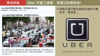 Uber 市值三級跳，突破180億美金!乘浪前進
大規模抗議行動從倫敦延燒到米蘭
、柏林、馬德里 …
 