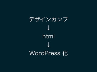 デザインカンプ
↓
html
↓
WordPress 化
 