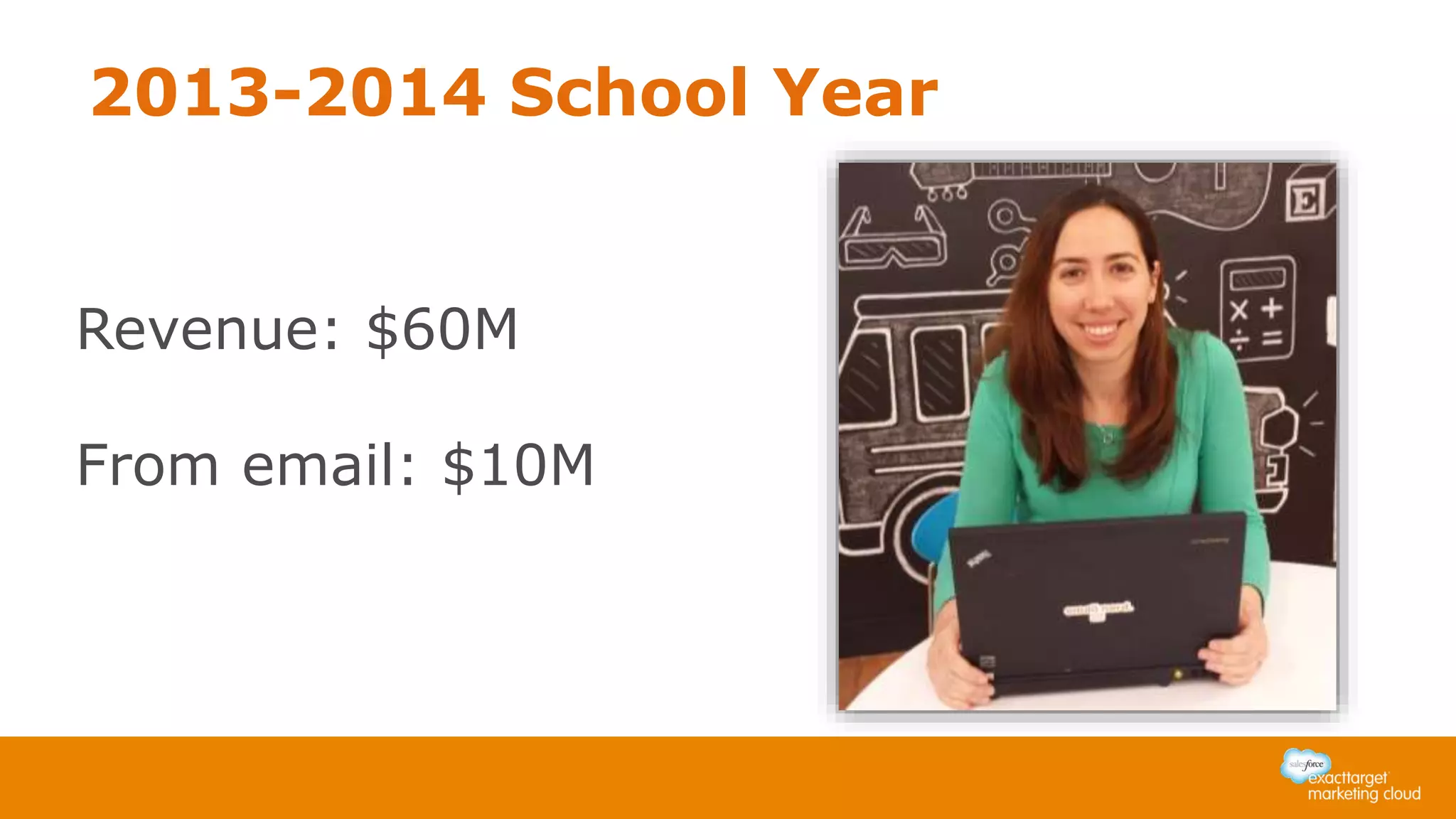 2013-2014 School Year
Revenue: $60M
From email: $10M
 