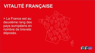 > La France est au deuxième rang des pays européens en nombre de brevets déposés. 
VITALITÉ FRANÇAISE  