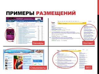 ПРИМЕРЫ РАЗМЕЩЕНИЙ
Баннеры Контекст
SEOСпецпроекты
 