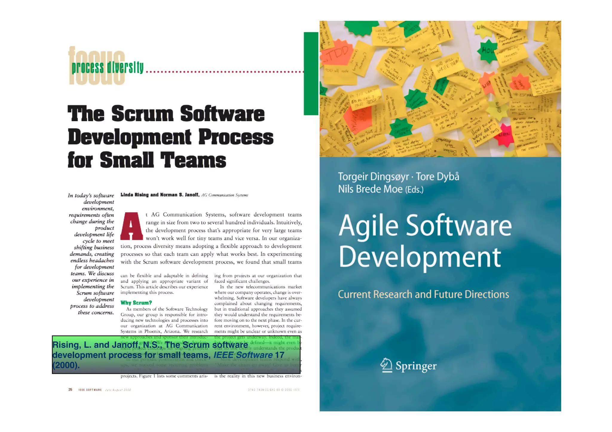 IKT 
Rising, L. and Janoff, N.S., The Scrum software 
development process for small teams, IEEE Software 17 
(2000).! 
 