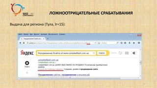 ЛОЖНООТРИЦАТЕЛЬНЫЕ СРАБАТЫВАНИЯ 
Выдача для региона (Тула, lr=15): 
11 
 