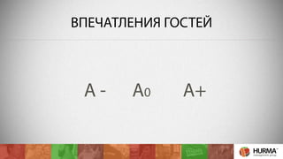 ВПЕЧАТЛЕНИЯ ГОСТЕЙ 
А - А0 А+ 
 