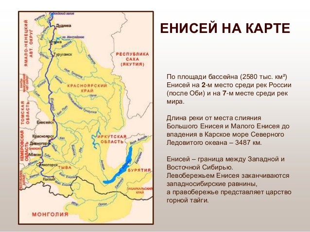 Питание и режим реки енисей