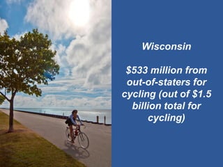 Wisconsin 
$533 million from out-of-staters for cycling (out of $1.5 billion total for cycling)  