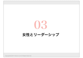 女性とリーダーシップ 
Copyright(C)2014 Natural Link All Rights Reserved 
03 
 