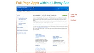Full Page Apps within a Liferay Site 
I own the 
page! 
I'm free! 
 