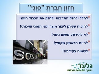*להלל ולחזק התרבות ולחזק את הכבוד היפני. 
*להוכיח שניתן ליצור מוצר יפני המוני ואיכותי! 
*לא להירתע משום ניסוי! 
*להיות הראשון שקופץ! 
*לשמוח בקידמה! 
 