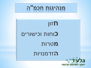 חזון 
כוחות וכישורים 
מטרות 
הזדמנויות 
 