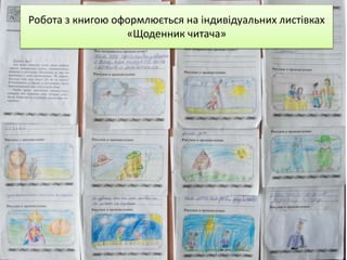 Робота з книгою оформлюється на індивідуальних листівках 
«Щоденник читача» 
 