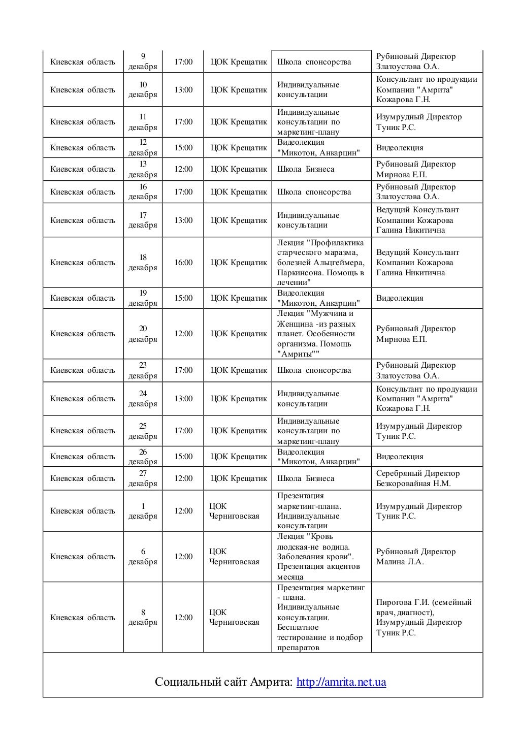 график мероприятий на декабрь 2014 г
