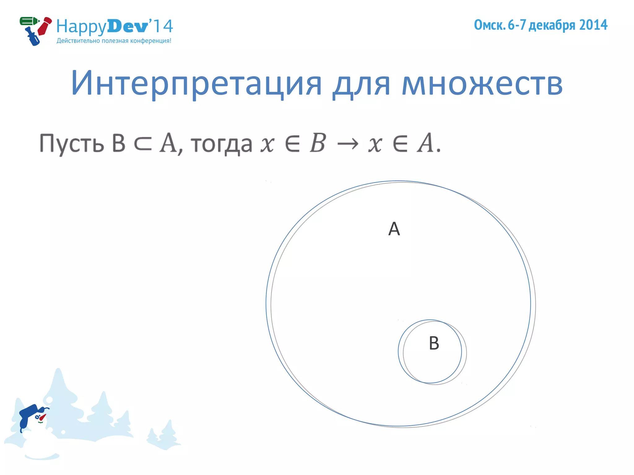Интерпретация для множеств 
A 
B 
 
