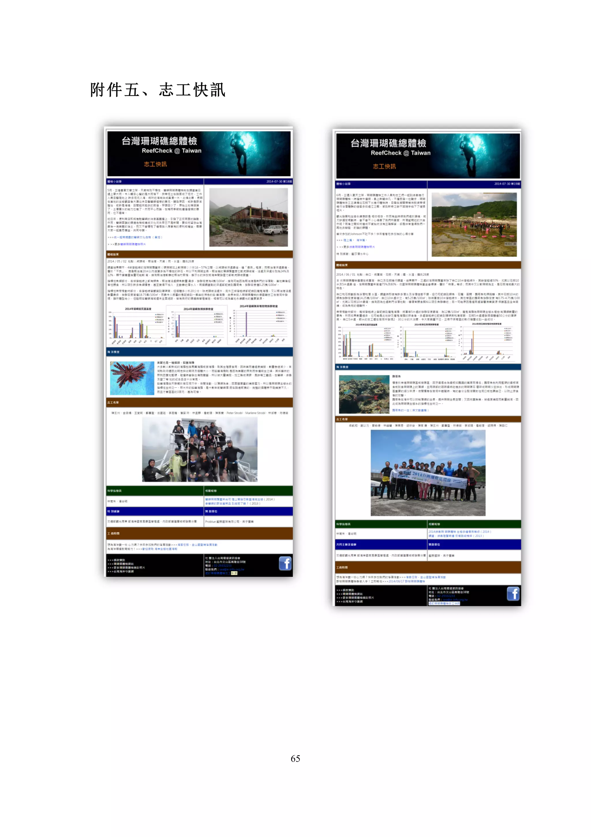 65
附件五、志工快訊
 