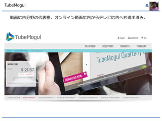 &TubeMogul
動画広告分野の代表格。オンライン動画広告からテレビ広告へも進出済み。
 