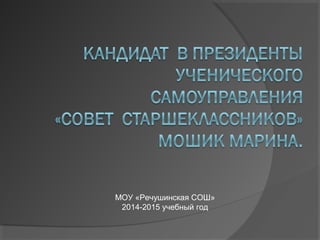МОУ «Речушинская СОШ» 
2014-2015 учебный год 
 