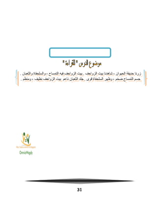 31
. ‫والثعبان‬ ‫والسلحفاة‬ ، ‫التمساح‬ ‫فيه‬ ‫الزواحف‬ ‫بيت‬ . ‫الزواحف‬ ‫بيت‬ ‫شاهدنا‬ ، ‫الحيوان‬ ‫حديقة‬ ‫هزرنا‬
. ‫ومنظم‬ ، ‫نظيف‬ ‫الزواحف‬ ‫بيت‬ ‫ناعم‬ ‫الثعبان‬ ‫جلد‬ . ‫قوى‬ ‫السلحفاة‬ ‫وظهر‬ ، ‫ضخم‬ ‫التمساح‬ ‫جسم‬
. ‫والثعبان‬ ‫والسلحفاة‬ ، ‫التمساح‬ ‫فيه‬ ‫الزواحف‬ ‫بيت‬ . ‫الزواحف‬ ‫بيت‬ ‫شاهدنا‬ ، ‫الحيوان‬ ‫حديقة‬ ‫هزرنا‬
. ‫ومنظم‬ ، ‫نظيف‬ ‫الزواحف‬ ‫بيت‬ ‫ناعم‬ ‫الثعبان‬ ‫جلد‬ . ‫قوى‬ ‫السلحفاة‬ ‫وظهر‬ ، ‫ضخم‬ ‫التمساح‬ ‫جسم‬
 