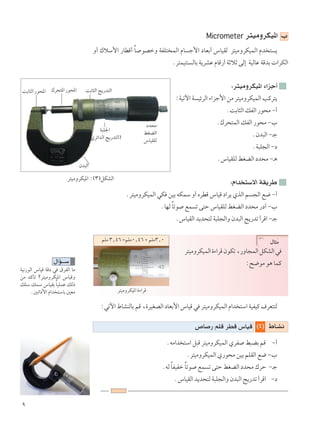 π
Micrometer d²OÄËdJO*« »
Ë√ „öÝ_« —UDÁ√ ÎU uBšË WHK² LÃ« ÂU ł_« œUFÐ√ ”UOIÃ d²OÄËdJOLÃ« Âb ² ¹
Æd²LO²M ÃUÐ W¹dAŽ ÂUÁ—√ WŁöŁ vÃ≈ WOÃUŽ WÁbÐ  «dJÃ«
∫d²OÄËdJO*« ¡«eł√
∫WOðü« W OzdÃ« ¡«eł_« sÄ d²OÄËdJOLÃ« VÂd²¹
ÆXÐU¦Ã« pHÃ« —u×Ä ≠√
Æ„d×²LÃ« pHÃ« —u×Ä ≠»
ÆÊb³Ã« ≠?ł
ÆW³K−Ã« ≠œ
Æ”UOIKÃ jGCÃ« œb×Ä ≠?¼
∫Â«b ²Ýô« WI¹dÞ
Æd²OÄËdJOLÃ« wJ sOÐ tJLÝ Ë√ ÁdDÁ ”UOÁ œ«d¹ ÍcÃ« r −Ã« l{ ≠√
ÆUNÃ ÎUðu lL ð v²Š ”UOIKÃ jGCÃ« œb×Ä —œ√ ≠»
Æ”UOIÃ« b¹b×²Ã W³K−Ã«Ë Êb³Ã« Z¹—bð √dÁ« ≠?ł
‰U¦Ä
d²OÄËdJOLÃ«…¡«dÁÊuJð¨—ËU−LÃ«qJAÃ«w
∫`{uÄ u¼ ULÂ
d²OÄËdJO*« …¡«dÁ
rKÄ ≥[¥∂ ΩrKÄ∞[¥∂ ´ rKÄ≥[∞
∫wðü« ◊UAMÃUÐ rÁ ¨…dOGBÃ« œUFÐ_« ”UOÁ w d²OÄËdJOLÃ« Â«b ²Ý« WOHOÂ ·dF²²Ã
©¥® ◊U?A½’U — rKÁ dDÁ ”UOÁ
ÆtÄ«b ²Ý« q³Á d²OÄËdJOLÃ« ÍdH j³CÐ rÁ ≠√
Æd²OÄËdJOLÃ« Í—u×Ä sOÐ rKIÃ« l{ ≠»
ÆtÃ ÎUHOHš ÎUðu lL ð v²Š jGCÃ« œb×Ä „dŠ ≠?ł
Æ”UOIÃ« b¹b×²Ã W³K−Ã«Ë Êb³Ã« Z¹—bð √dÁ« ≠œ
XÐU¦Ã«—u;« „d×²*«—u;«
œb×Ä
jGCÃ«
”UOIKÃ
Êb³Ã«
W³K'«
©Ídz«bÃ« Z¹—b²Ã«®
XÐU¦Ã« Z¹—b²Ã«
d²OÄËdJO*« ∫©≥®qJAÃ«
WO½—uÃ« ”UOÁ WÁœ w ‚dHÃ« UÄ
sÄ bÂQð ød²OÄËdJO*« ”UOÁË
pKÝ pLÝ ”UOIÐ ÎUOKLŽ pÃ–
Æ5ð«œ_« Â«b ²ÝUÐ 5FÄ
‰«R???Ý
 