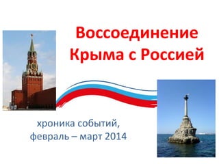 хроника событий,
февраль – март 2014
Воссоединение
Крыма с Россией
 