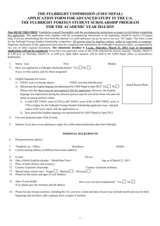 2014 15 Fulbright Student Scholarship Application Form Doc