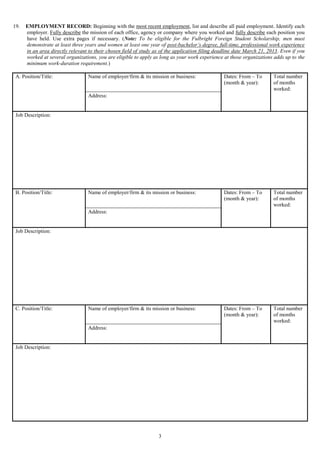 2014 15 Fulbright Student Scholarship Application Form Doc