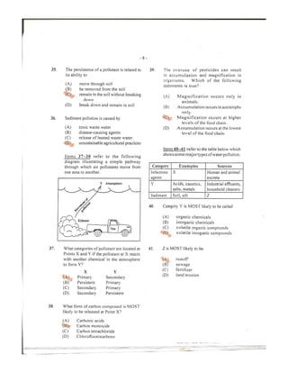 CAPE Environmental Science Unit 2 Paper 1 2014