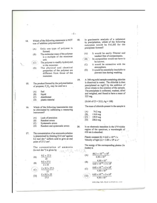 CAPE Chemistry Unit 2 Paper 1 2014